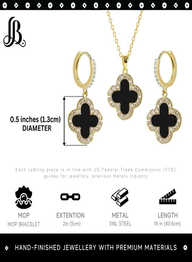 LaBling Jewelry Set with Hoop Earrings for Women | Jewelry Set for Women | Lovely Gift - Black - Image 2